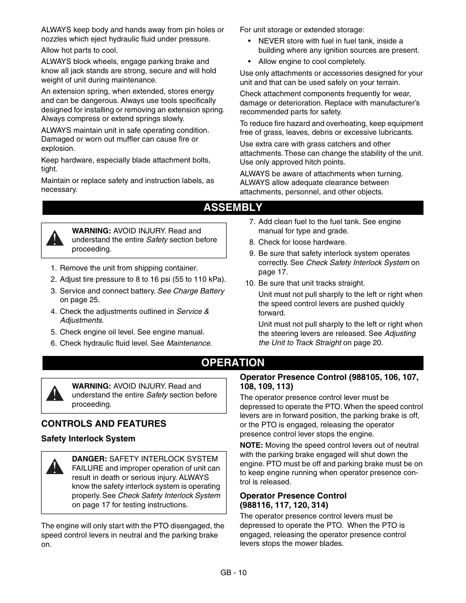 Assembly, Operation | Gravely 988117 - HR1536FX User Manual | Page 10 / 33