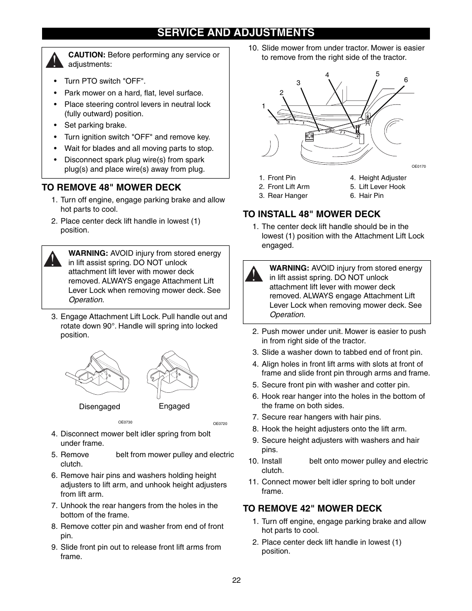 Service and adjustments | Gravely 915015 - 1742 ZT User Manual | Page 22 / 34