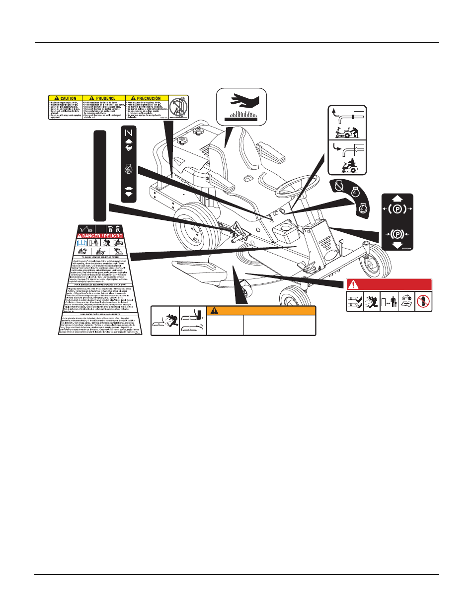 Ecals, Afety, Perational | Dange r /peligro | Gravely REAR ENGINE RIDER 927064 - RM1440 User Manual | Page 4 / 25