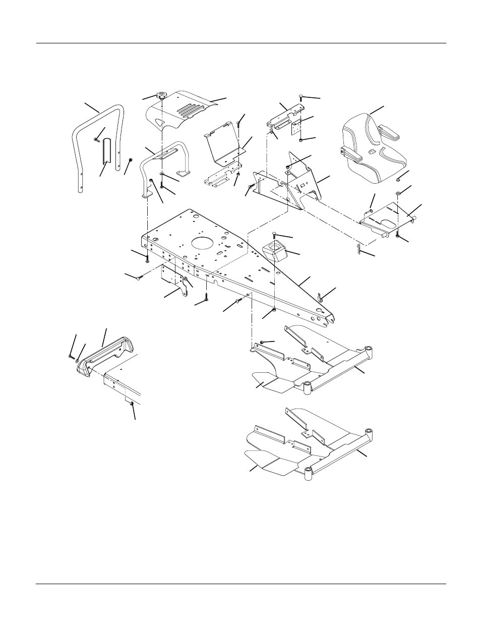 Frame, hood and seat | Gravely REAR ENGINE RIDER 927064 - RM1440 User Manual | Page 6 / 25