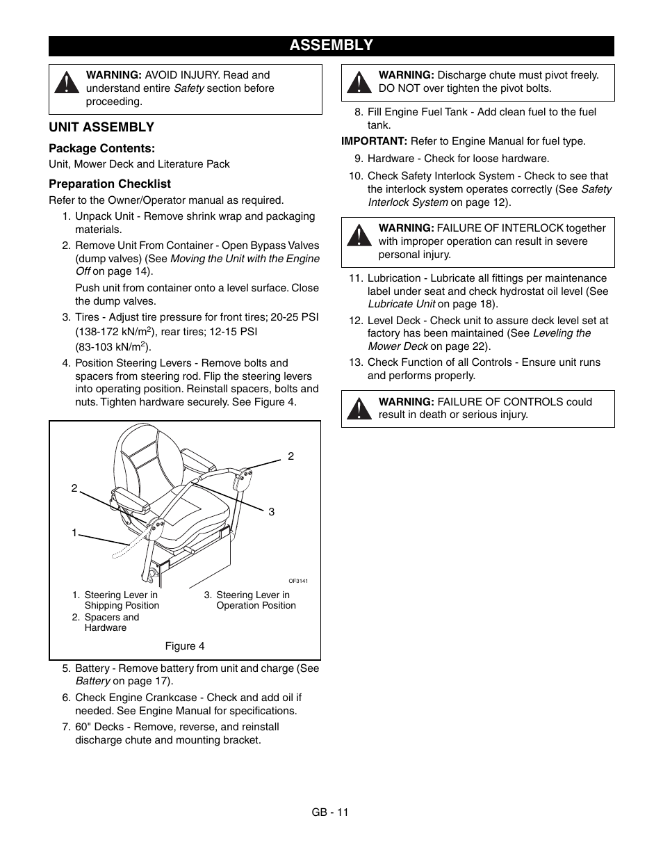 Assembly | Gravely 992042 19HP-144Z User Manual | Page 11 / 27