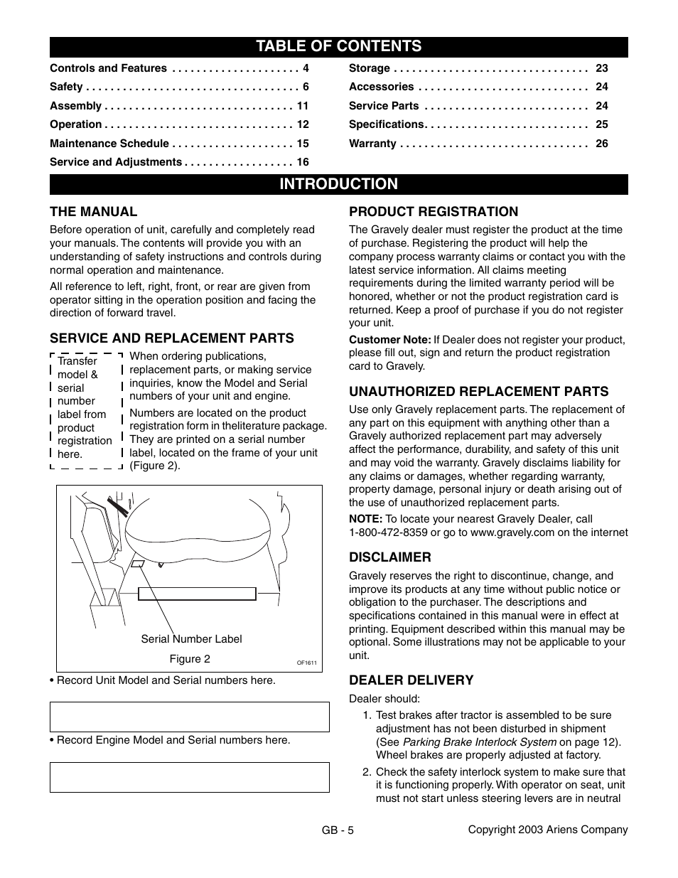 Gravely 992042 19HP-144Z User Manual | Page 5 / 27