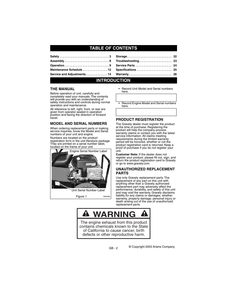 Gravely 927062-1232 User Manual | Page 2 / 27