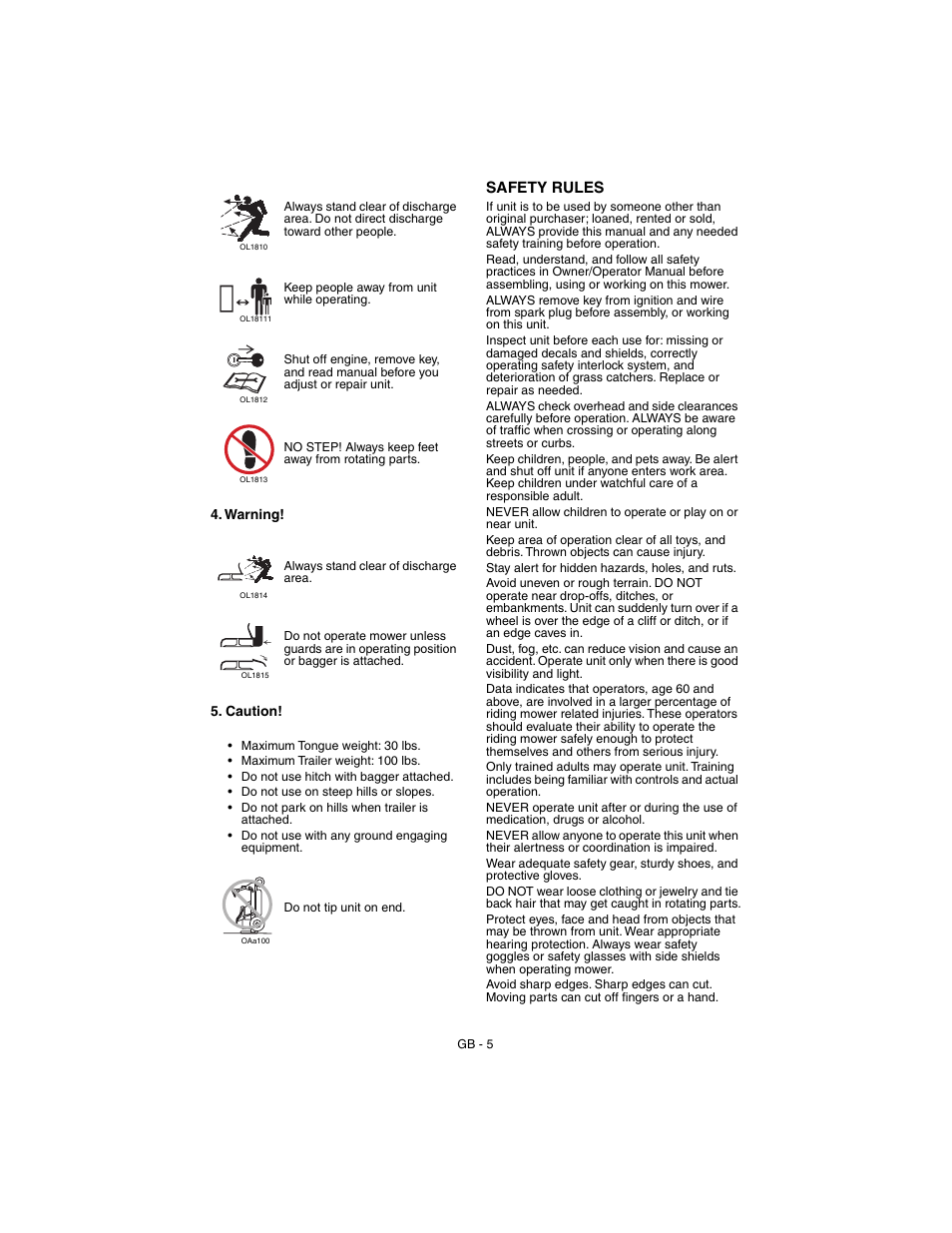 Safety rules | Gravely 927062-1232 User Manual | Page 5 / 27