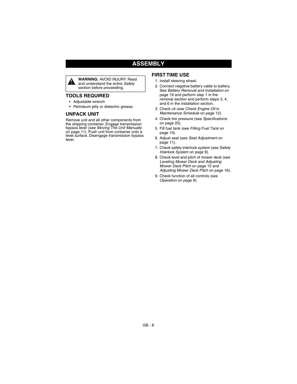 Assembly | Gravely 927062-1232 User Manual | Page 8 / 27