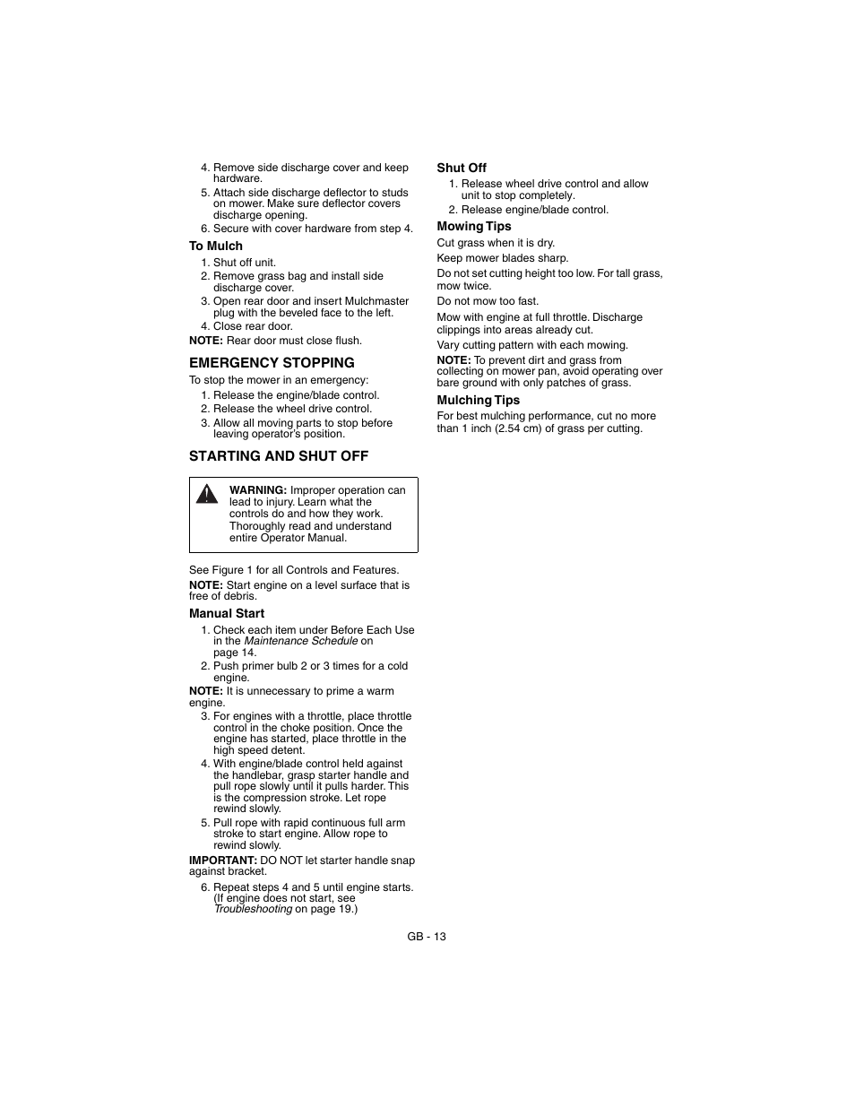 Gravely 911530 - Pro 21 SCH User Manual | Page 13 / 23