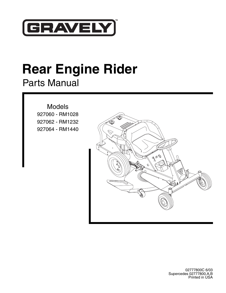 Gravely 927060 - RM1028 User Manual | 25 pages