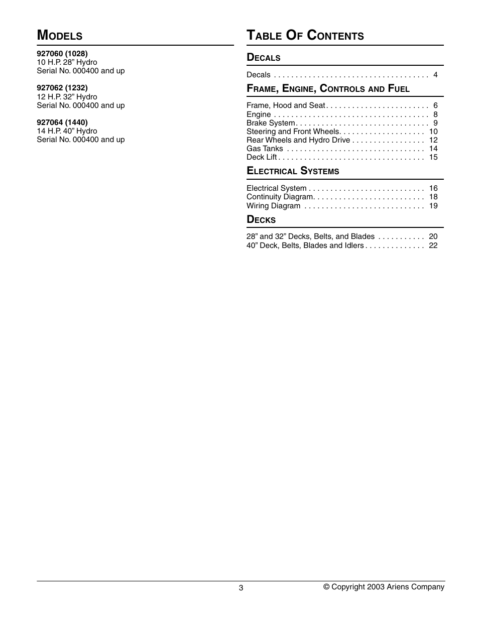 Gravely 927060 - RM1028 User Manual | Page 3 / 25