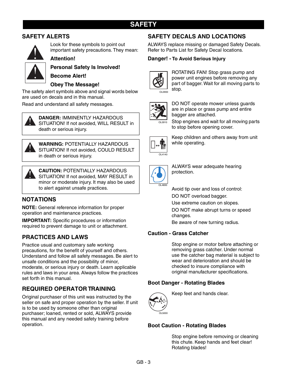 Safety | Gravely PROMASTER 890015* User Manual | Page 3 / 14