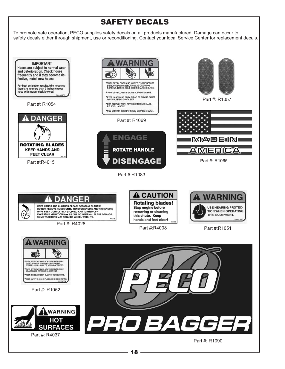 Safety decals | Gravely 12031303 User Manual | Page 18 / 22