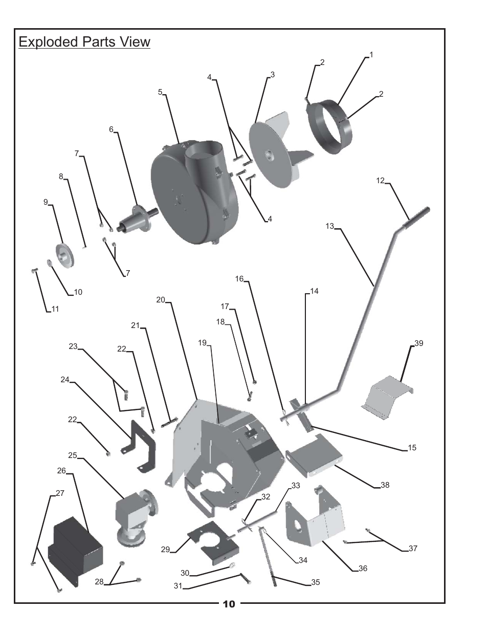 Exploded parts view | Gravely 89201800 User Manual | Page 10 / 18