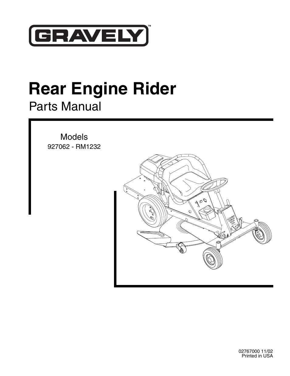 Gravely 927062 - RM1232 User Manual | 19 pages