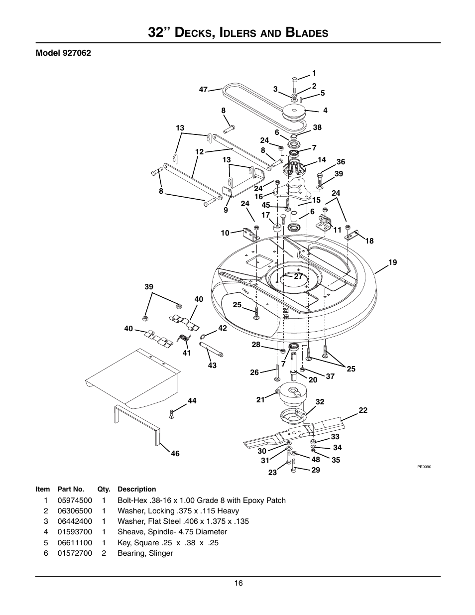 32” d | Gravely 927062 - RM1232 User Manual | Page 16 / 19