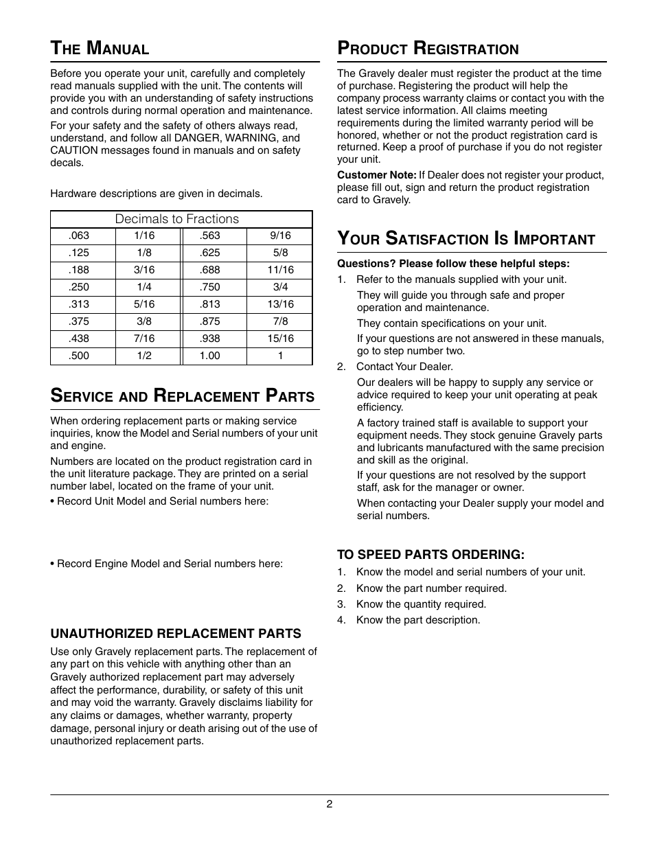 Gravely 927062 - RM1232 User Manual | Page 2 / 19