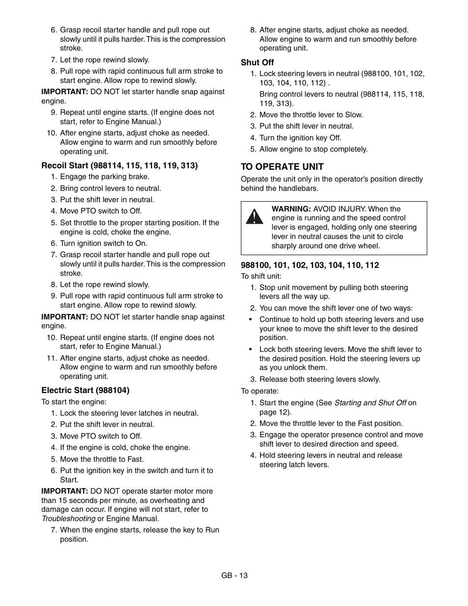 Gravely 988100-GR1336FX User Manual | Page 13 / 30