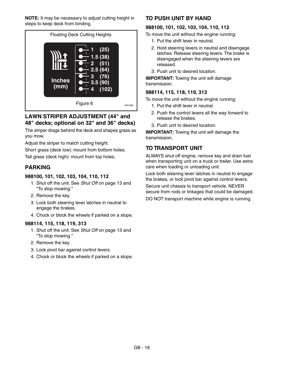 K to desired cutting height (figure 6) | Gravely 988100-GR1336FX User Manual | Page 16 / 30