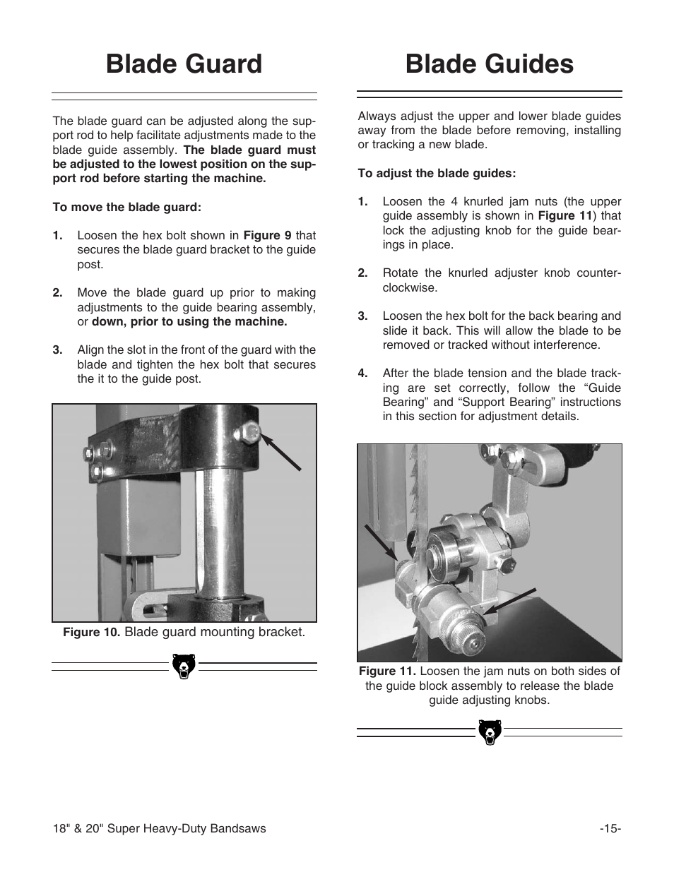 Blade guard, Blade guides | Grizzly G0506 User Manual | Page 17 / 56