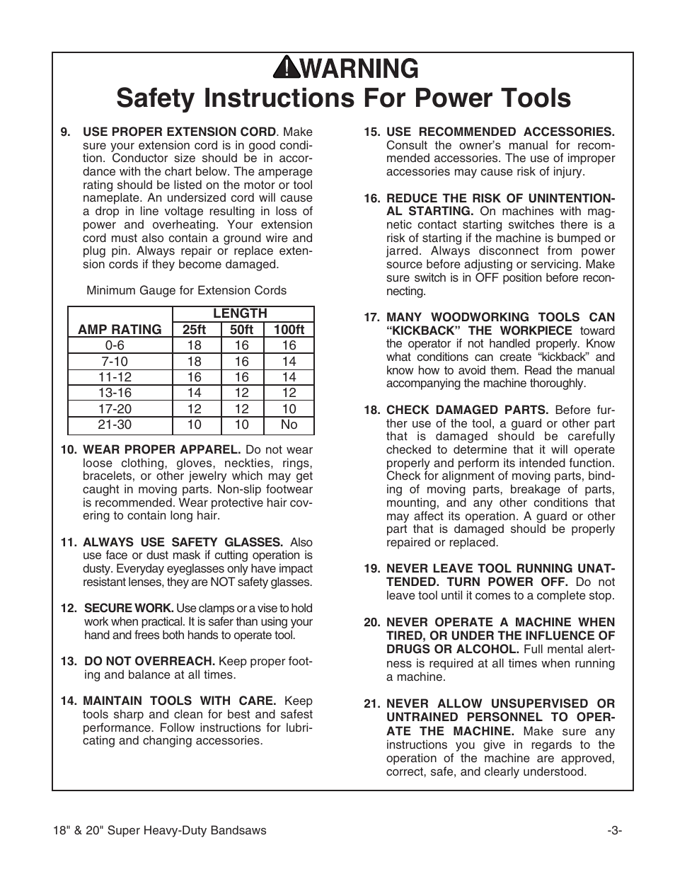 Safety instructions for power tools | Grizzly G0506 User Manual | Page 5 / 56