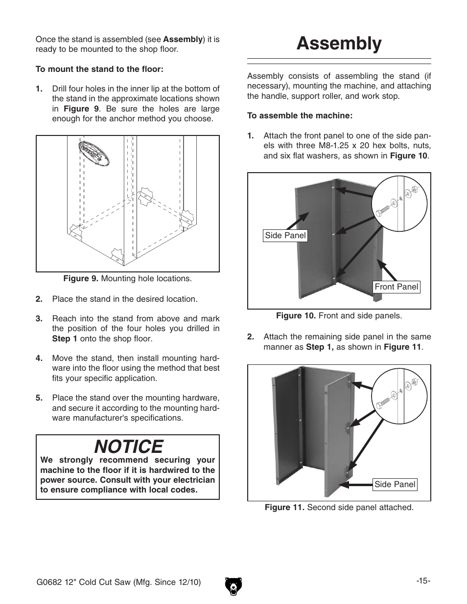 Assembly, Notice | Grizzly 12" Cold Cut Saw G0682 User Manual | Page 17 / 52
