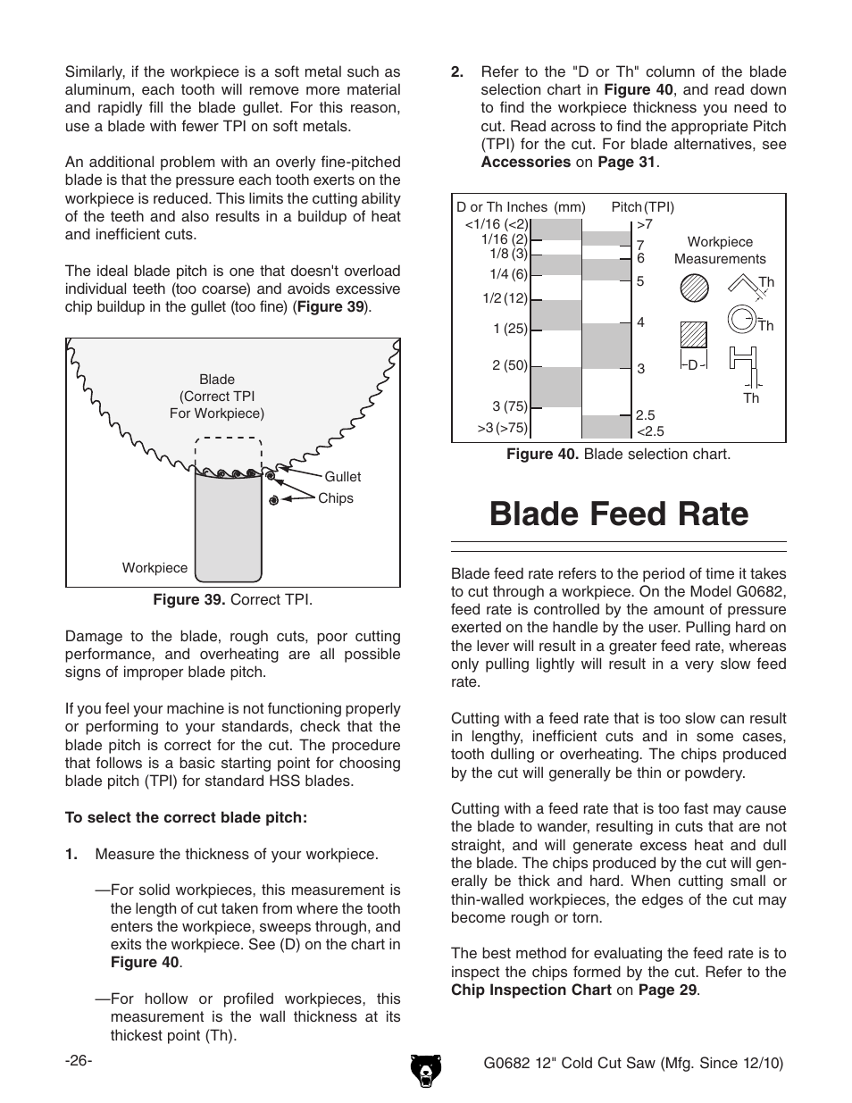 Blade feed rate | Grizzly 12" Cold Cut Saw G0682 User Manual | Page 28 / 52