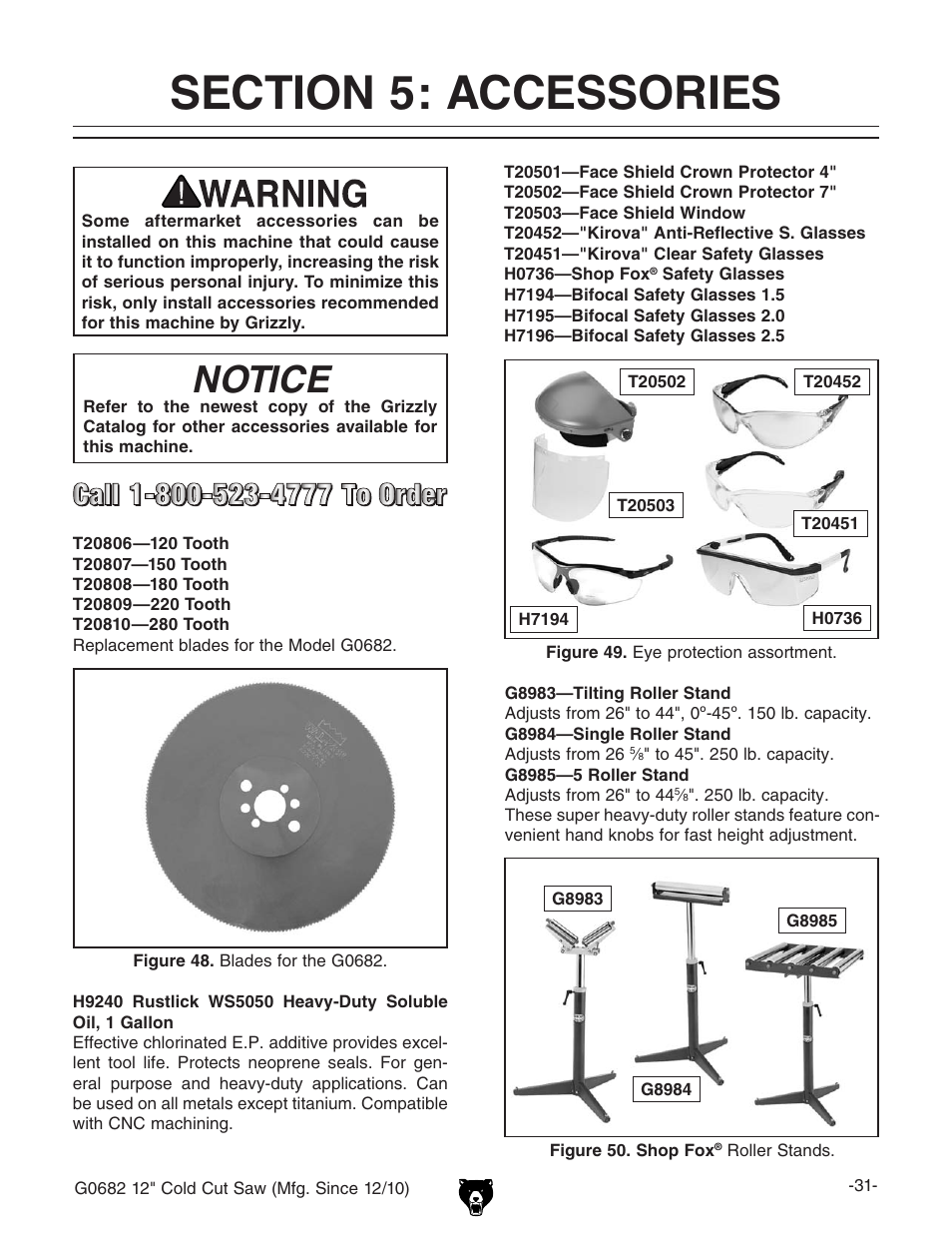 Notice | Grizzly 12" Cold Cut Saw G0682 User Manual | Page 33 / 52
