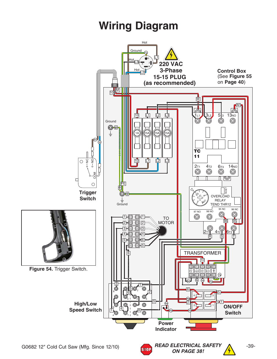 Wiring diagram, Transformer | Grizzly 12" Cold Cut Saw G0682 User Manual | Page 41 / 52