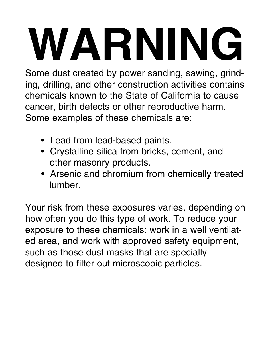 Warning | Grizzly G8143 User Manual | Page 2 / 16