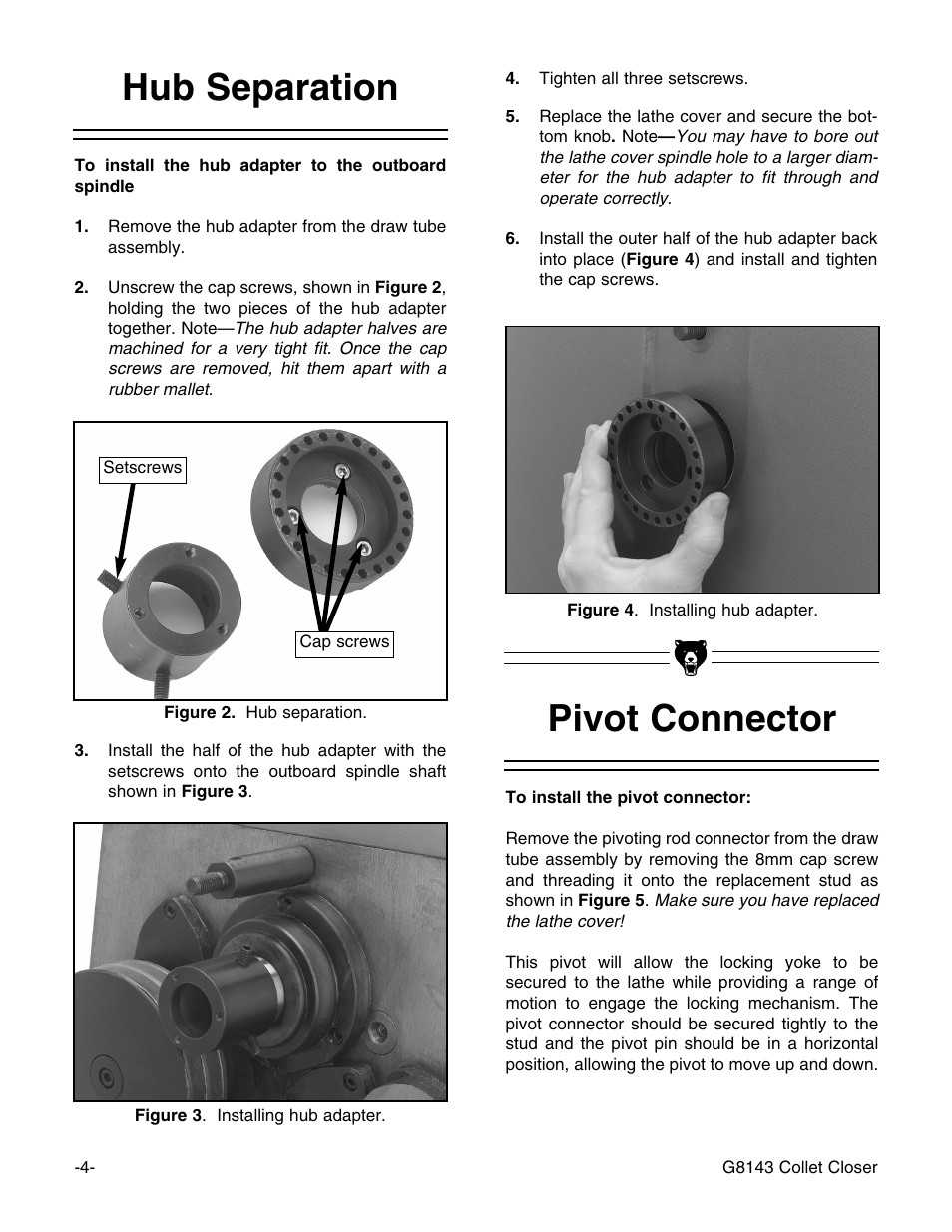 Pivot connector, Hub separation | Grizzly G8143 User Manual | Page 6 / 16