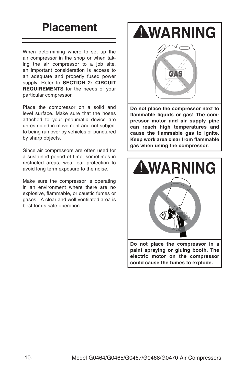 Placement | Grizzly G470 User Manual | Page 12 / 36