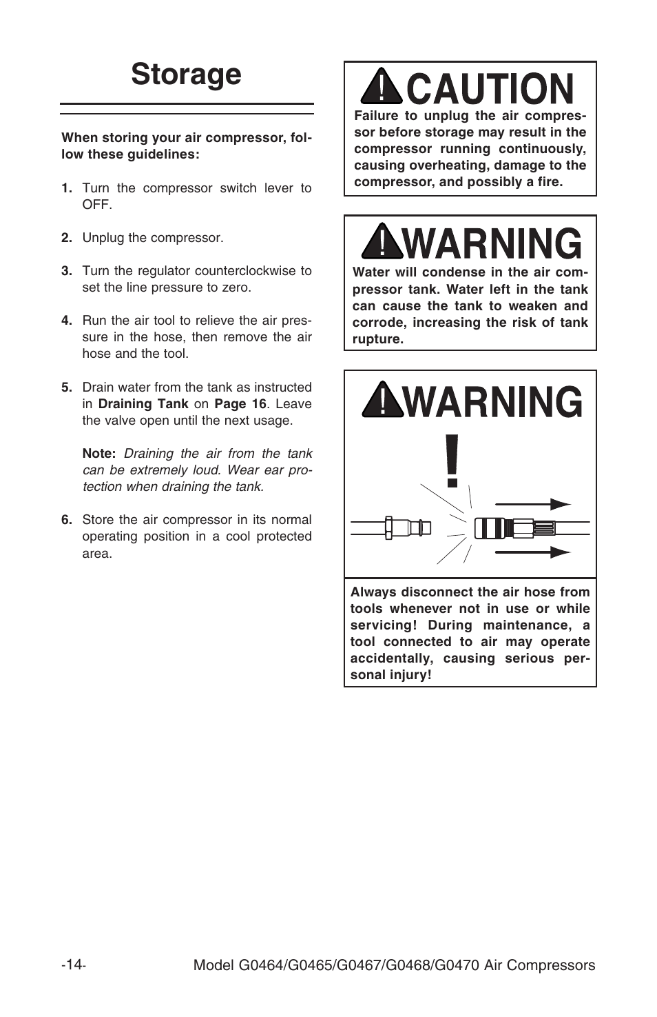 Storage | Grizzly G470 User Manual | Page 16 / 36