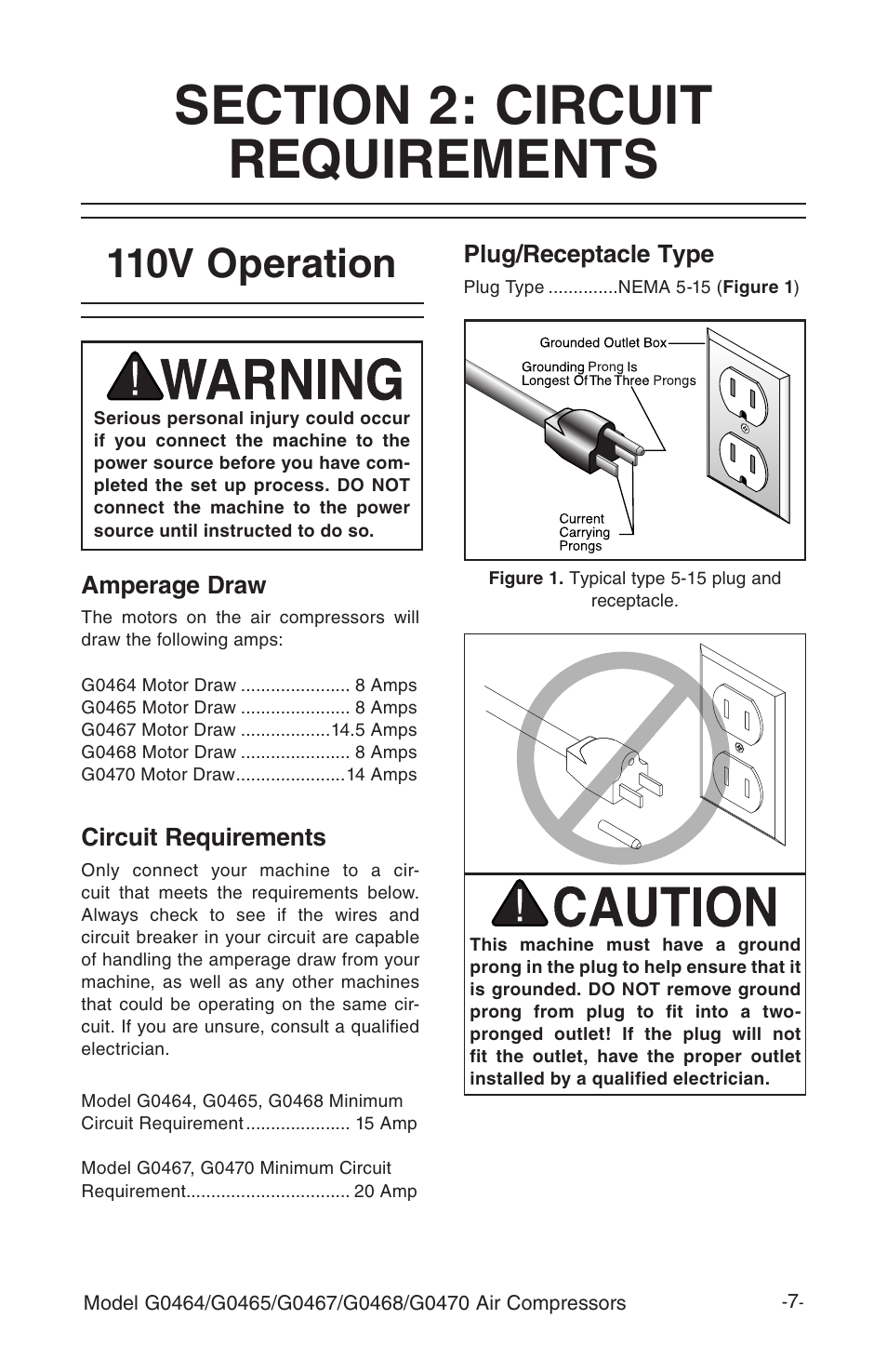 110v operation | Grizzly G470 User Manual | Page 9 / 36