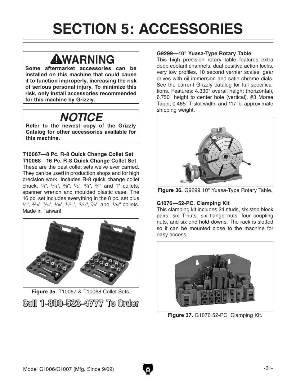 Notice | Grizzly G1007 User Manual | Page 33 / 52