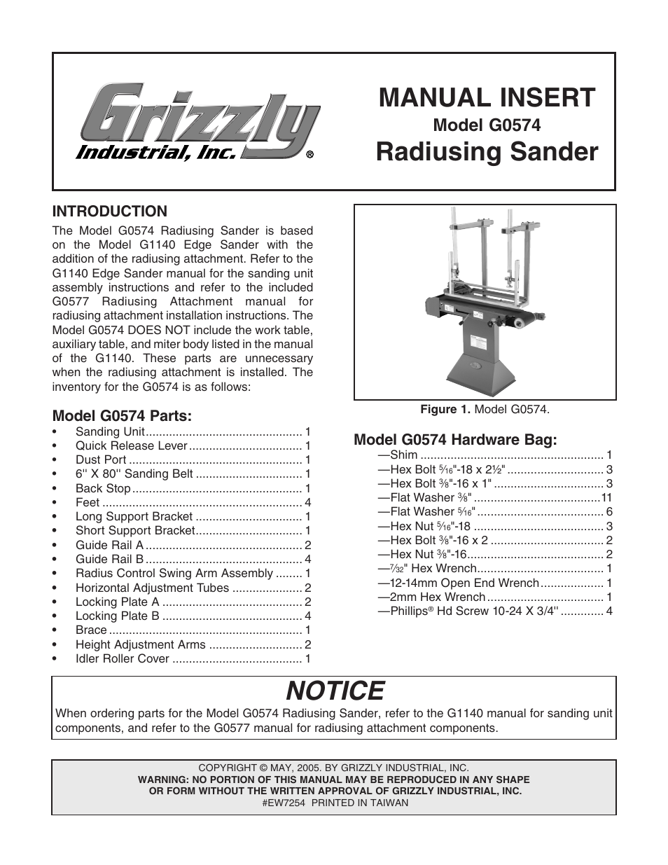 Grizzly G0574 User Manual | 32 pages