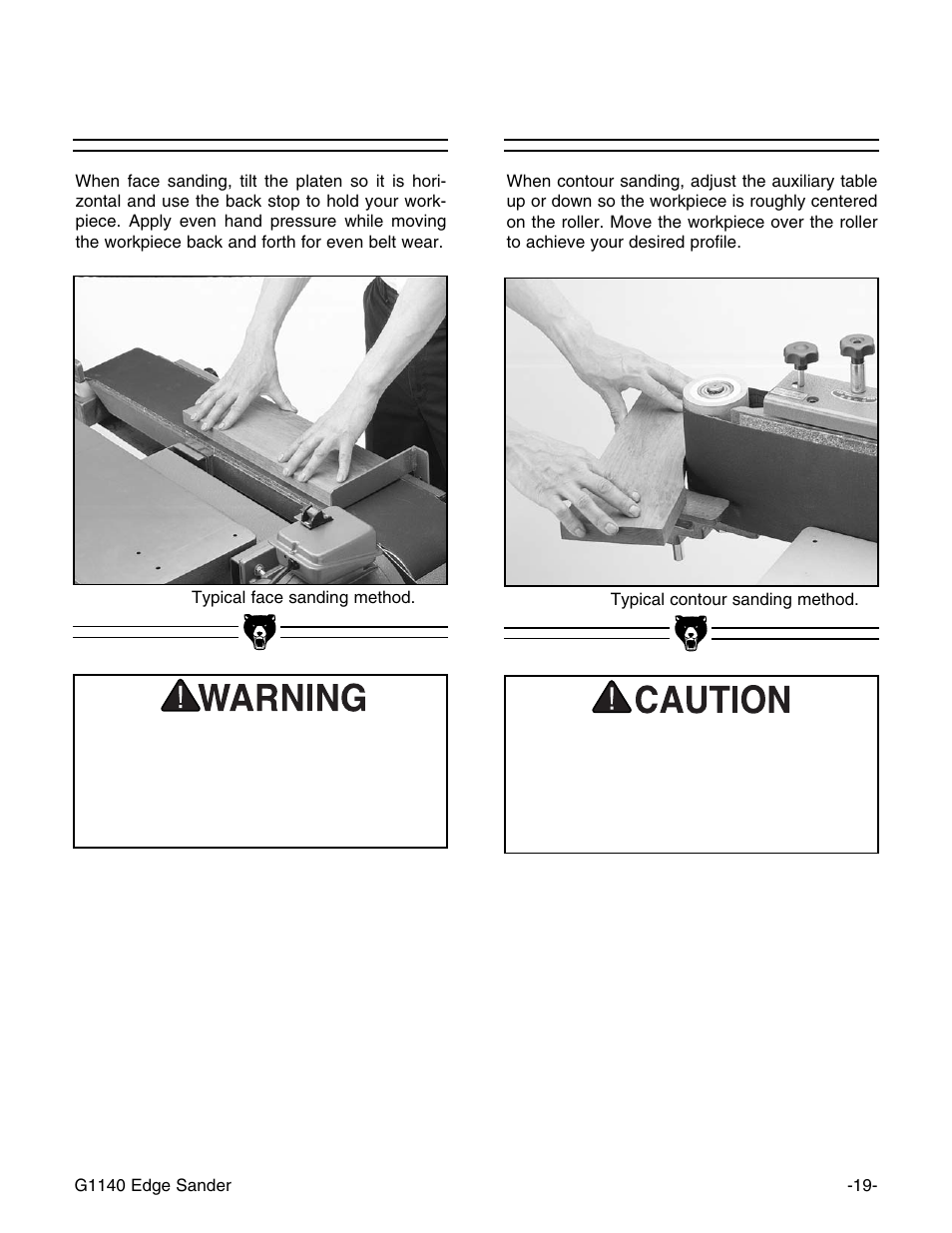 Horizontal sanding, Contour sanding | Grizzly G0574 User Manual | Page 23 / 32