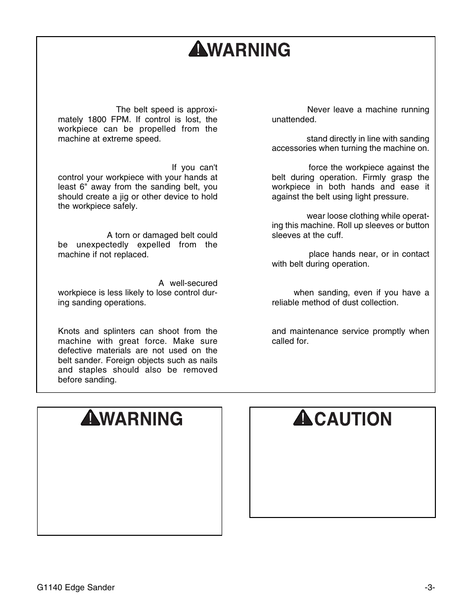 Additional safety instructions for sanders | Grizzly G0574 User Manual | Page 7 / 32