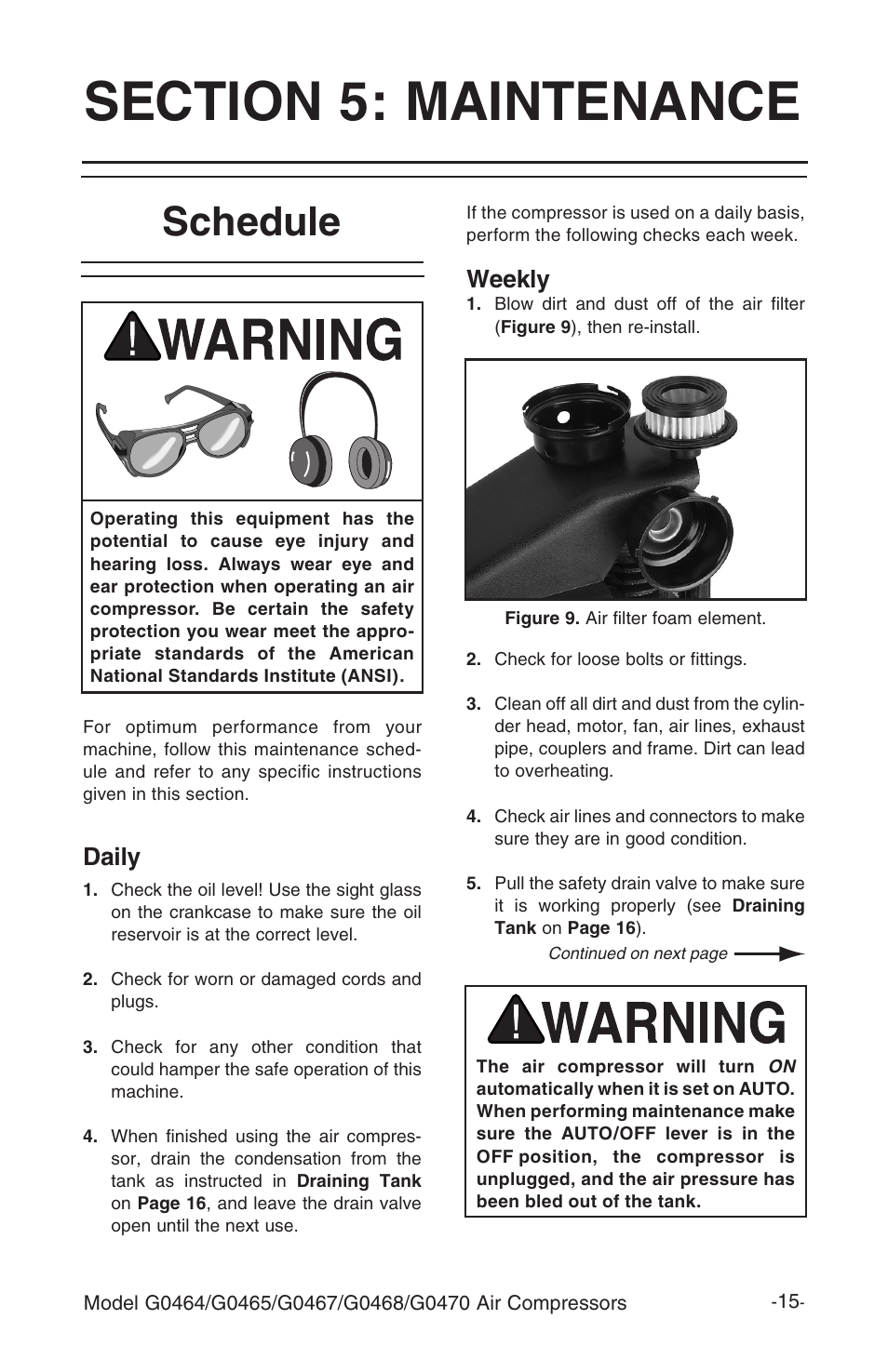 Schedule, Daily, Weekly | Grizzly G0464 User Manual | Page 17 / 36