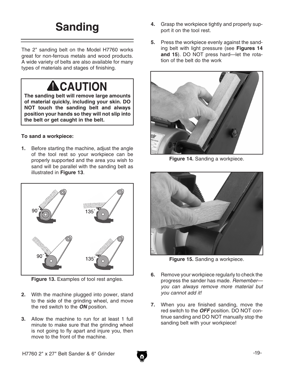 Sanding | Grizzly H7760 User Manual | Page 21 / 32