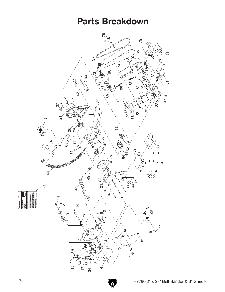 Parts breakdown | Grizzly H7760 User Manual | Page 26 / 32