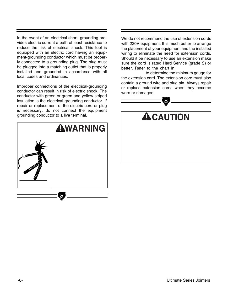 Grounding extension cords | Grizzly G9860ZX User Manual | Page 8 / 56