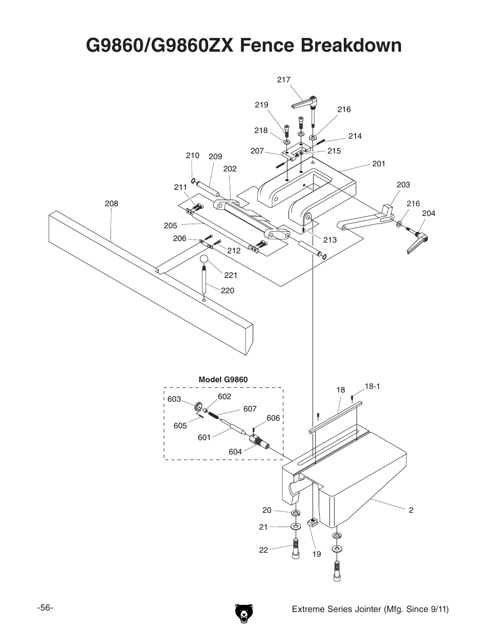 Grizzly Extreme Series Jointer G9953ZXF User Manual | Page 58 / 76