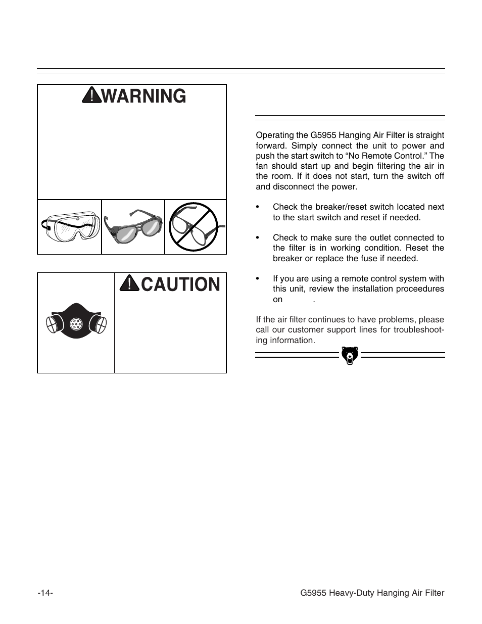 Section 5: operations, Operations | Grizzly G5955 User Manual | Page 16 / 24