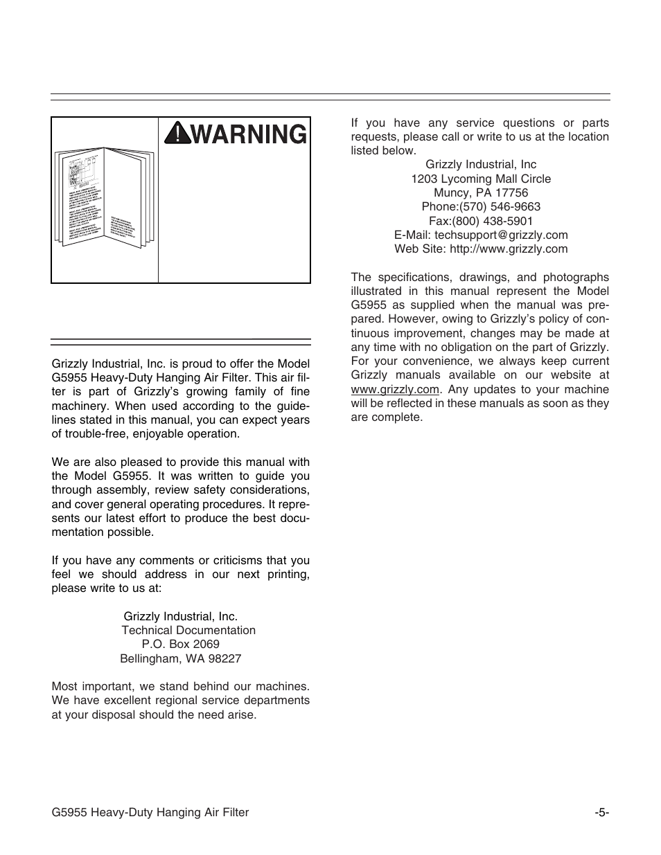 Section 2: general information, Commentary, Machine data | Commentary machine data | Grizzly G5955 User Manual | Page 7 / 24