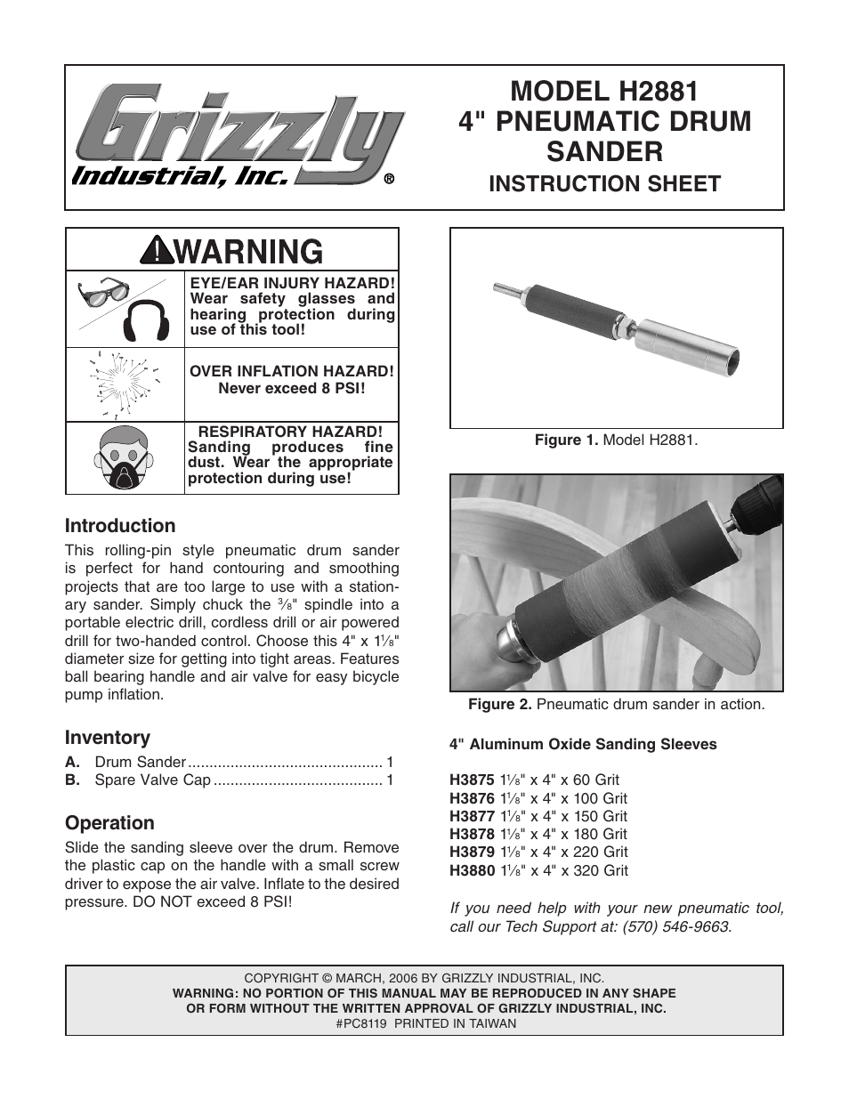 Grizzly H2881 User Manual | 1 page
