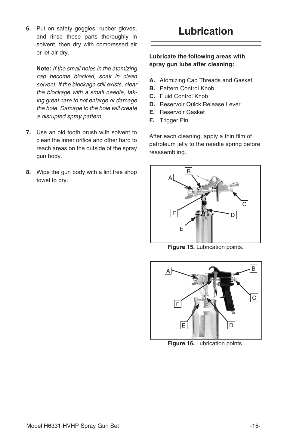 Lubrication | Grizzly H6331 User Manual | Page 15 / 20