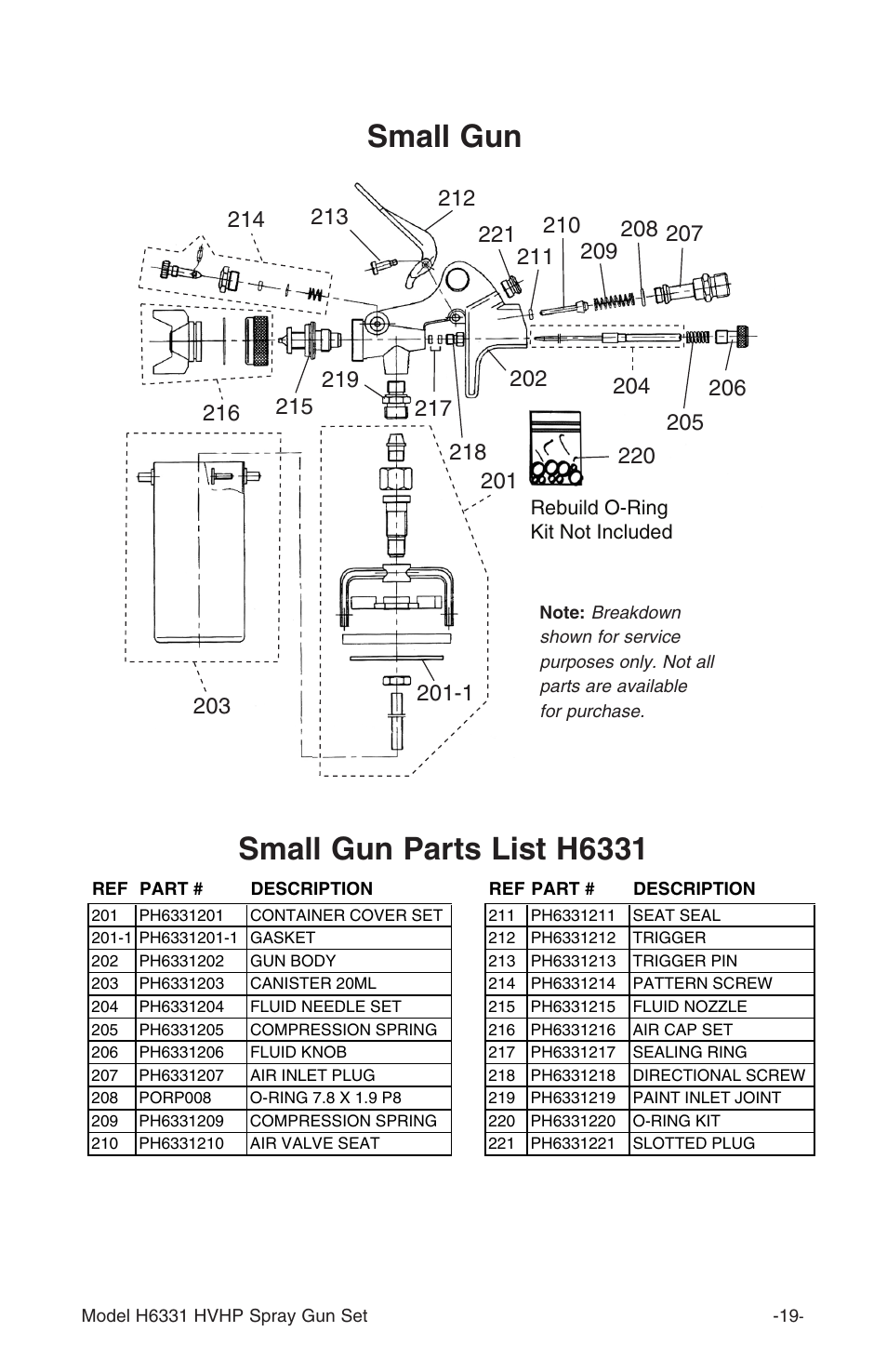 Small gun small gun parts list h6331 | Grizzly H6331 User Manual | Page 19 / 20