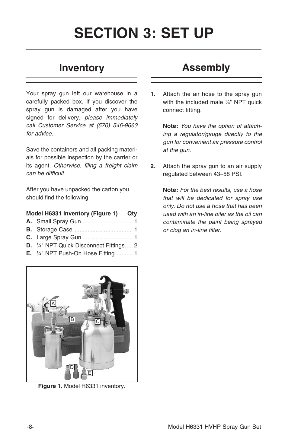Inventory, Assembly | Grizzly H6331 User Manual | Page 8 / 20
