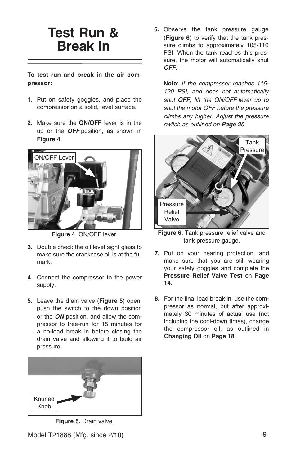 Test run & break in | Grizzly T21888 User Manual | Page 11 / 28