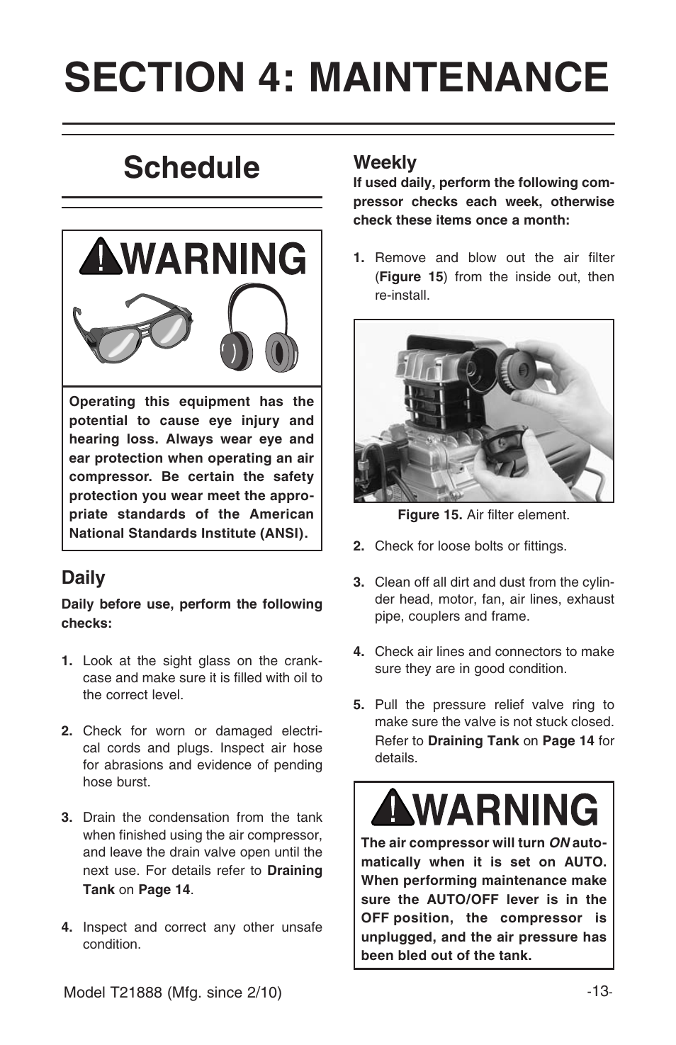 Schedule, Daily, Weekly | Grizzly T21888 User Manual | Page 15 / 28