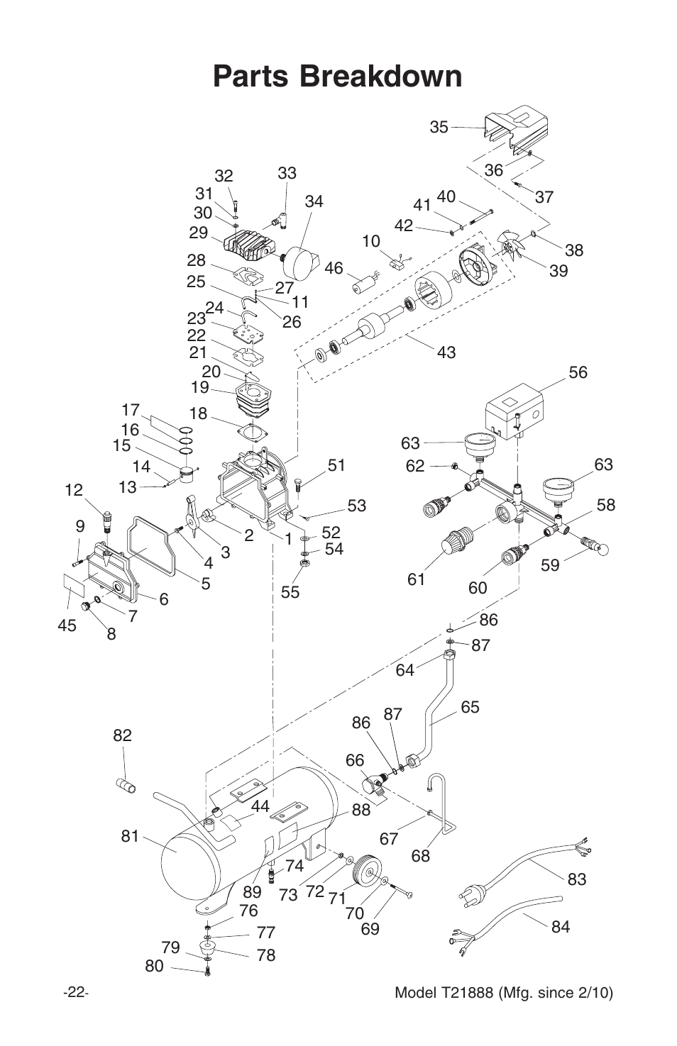 Parts breakdown | Grizzly T21888 User Manual | Page 24 / 28