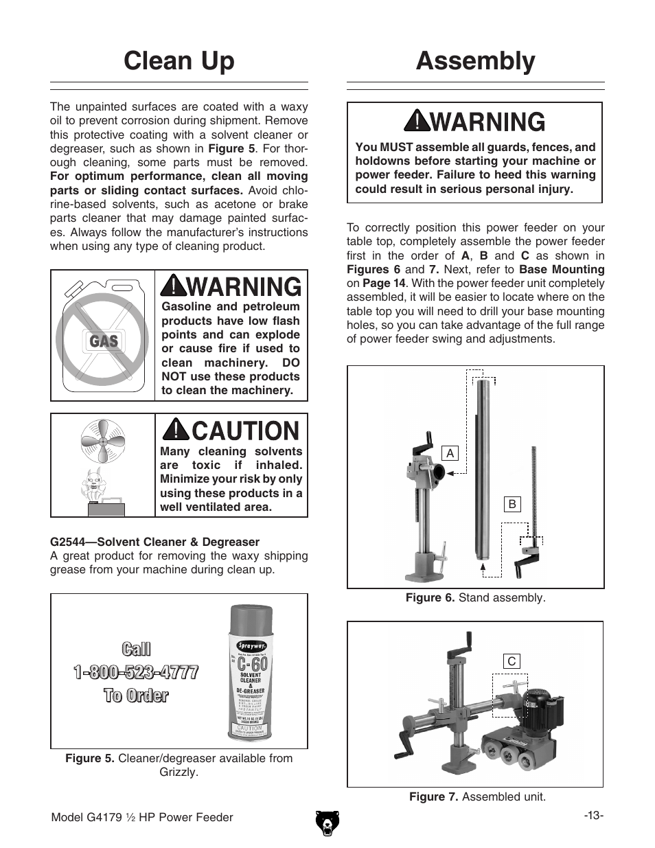 Clean up, Assembly | Grizzly G4179 User Manual | Page 15 / 32